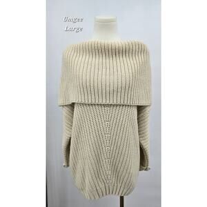 Umgee Cream Chunky Knit Off-the-Shoulder Sweater